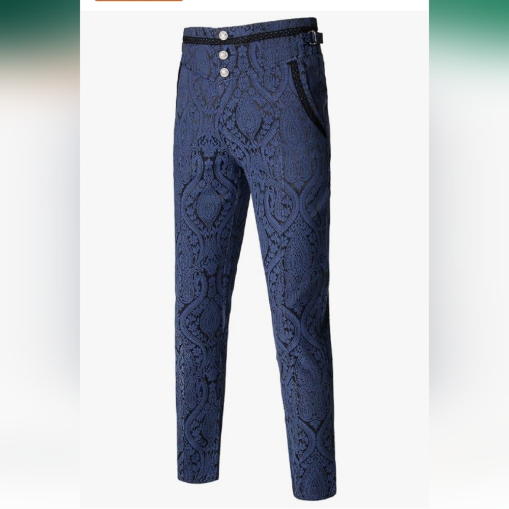 Vatpave Blue Gothic Steampunk Trousers, Size Medium